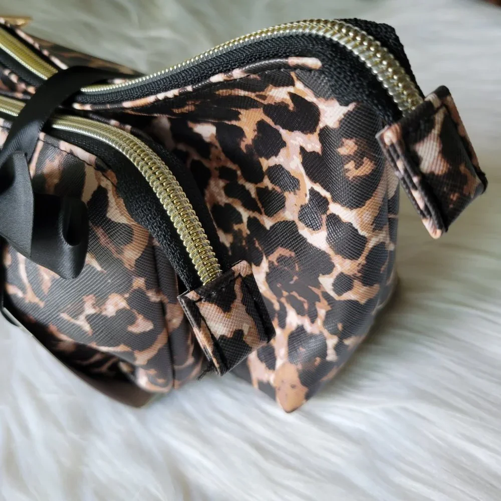 Leopard Print 2 Piece Cosmetic Bag Set